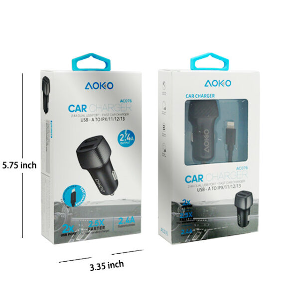 AC076-2USB Port Car Charger for iPhone - Image 2
