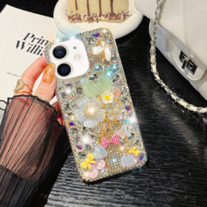 Bowtie Flower Rhinestone Case-iPhone 12/12 Pro-730654